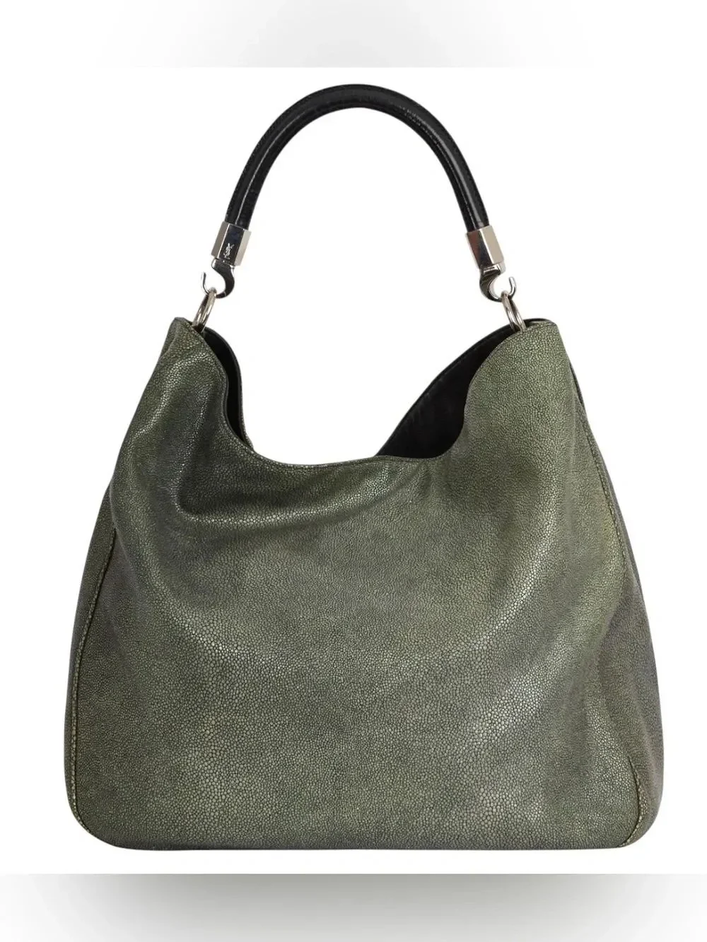 Yves Saint Laurent Vintage Olive Gray Exotic YSL Rive Gauche Roadie Hobo Bag